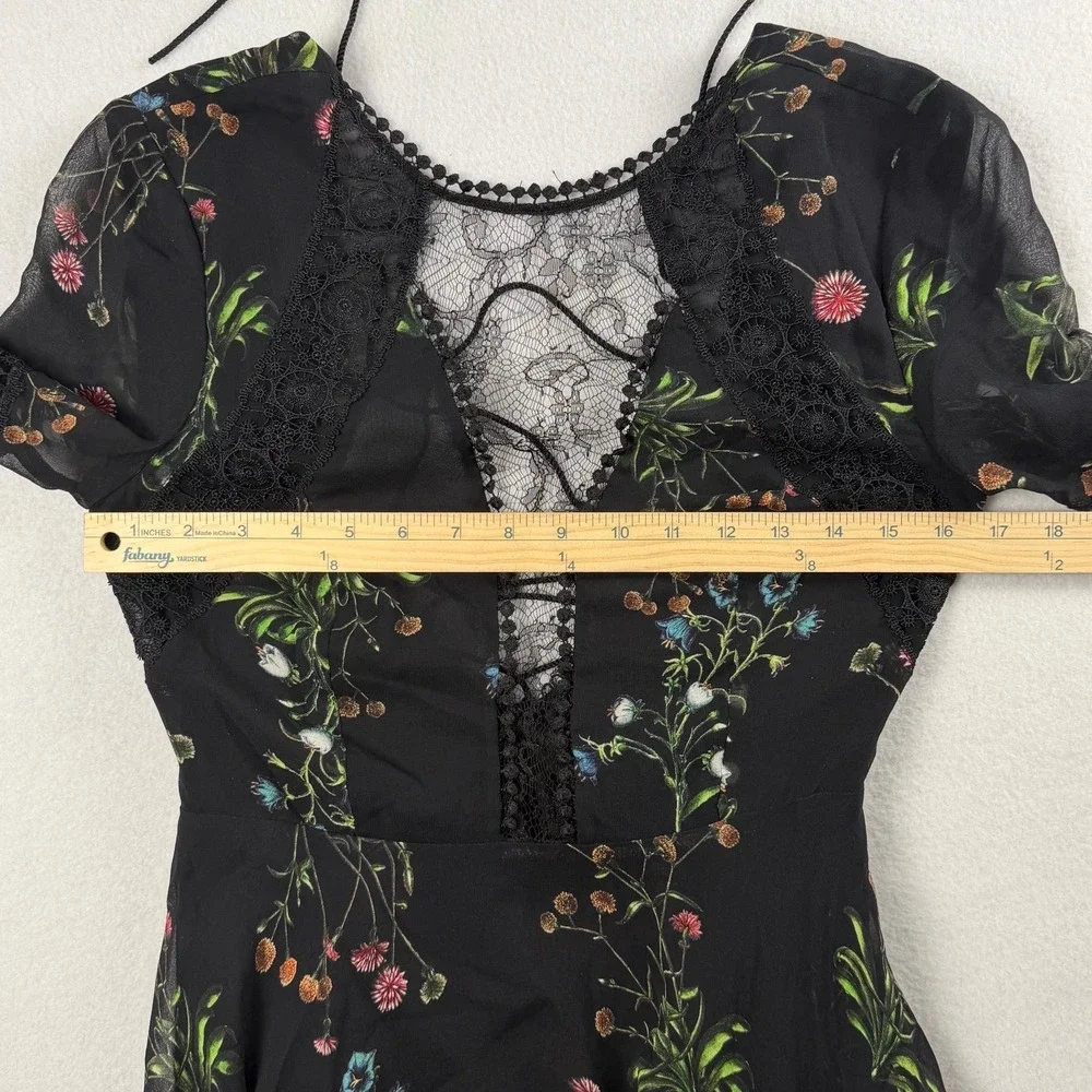 Nicholas Women's Wildflower Lace Mini Dress Black Sz US 4 - Picture 5 of 12